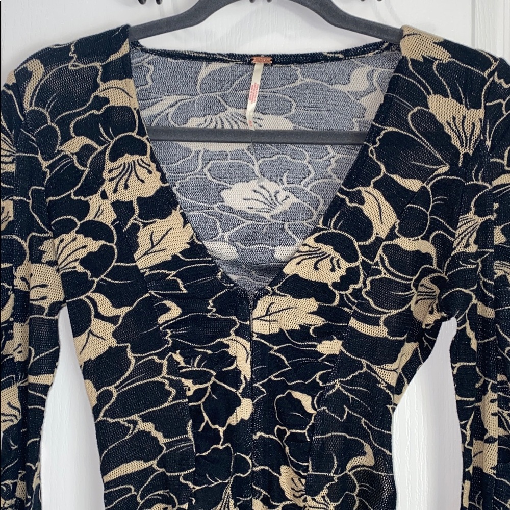 NWOT Free People Through The Meadow Top In Black Combo - Picture 6 of 12